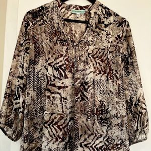Pleione Long Sleeve Animal Print Blouse size medium